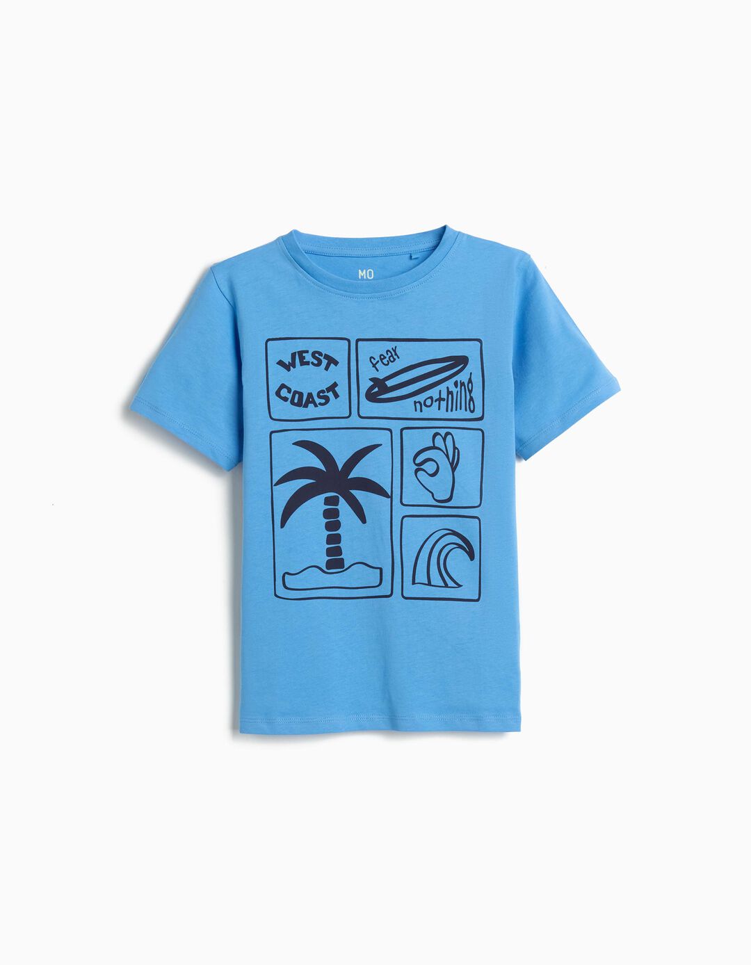 T-shirt Estampada, Menino, Azul Claro