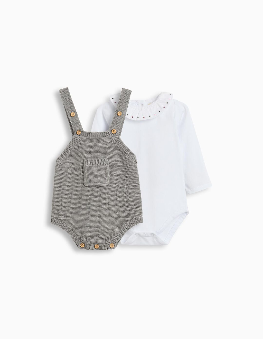 Conjunto Body e Macacão, Recém-Nascido, Cinzento 