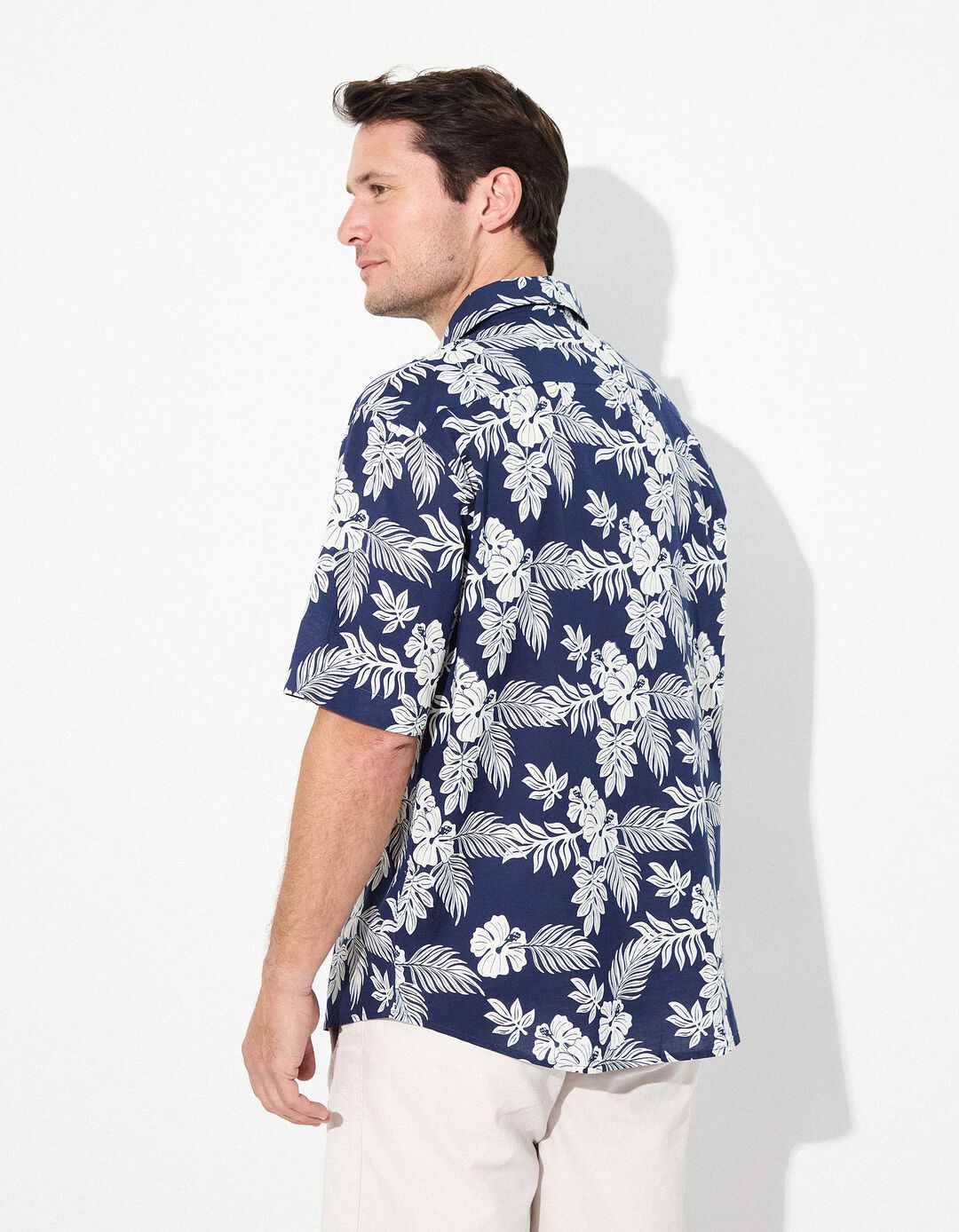 Camisa de Manga Curta, Homem, Azul Escuro 