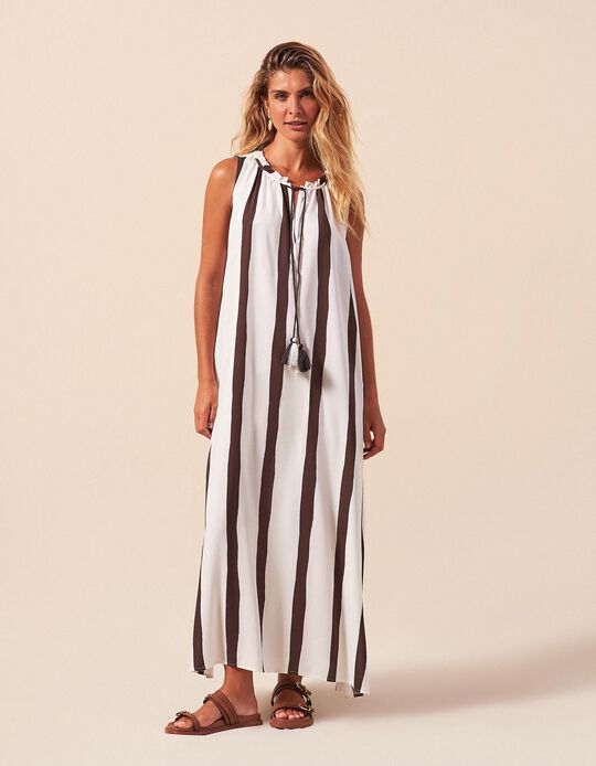 Comprar Online Vestido Riscas, Mulher, Bege Claro