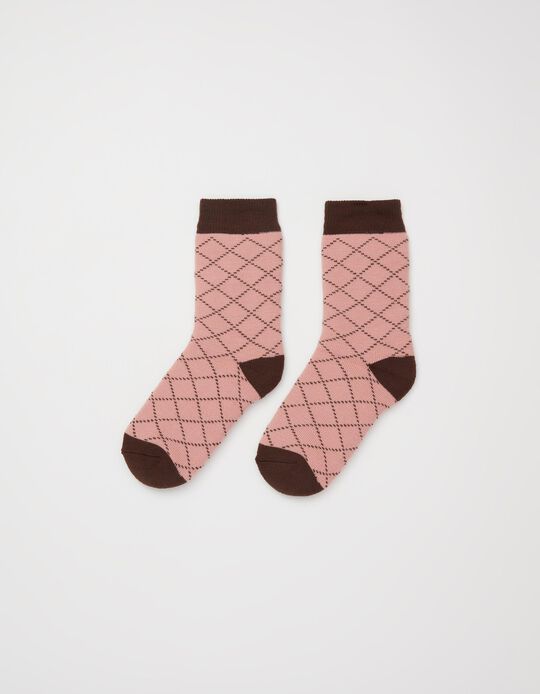 Printed Socks, Women, Light Pink