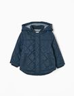 Quilted Jacket with Hood for Baby Boys, Dark Blue