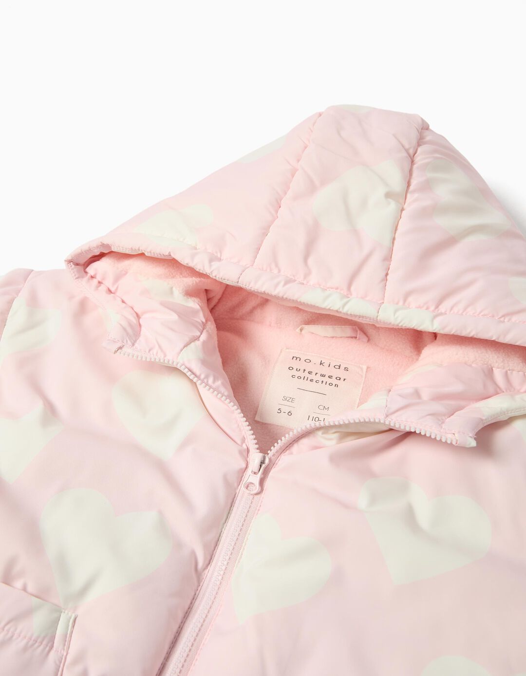 Casaco Acolchoado Capuz, Menina, Rosa