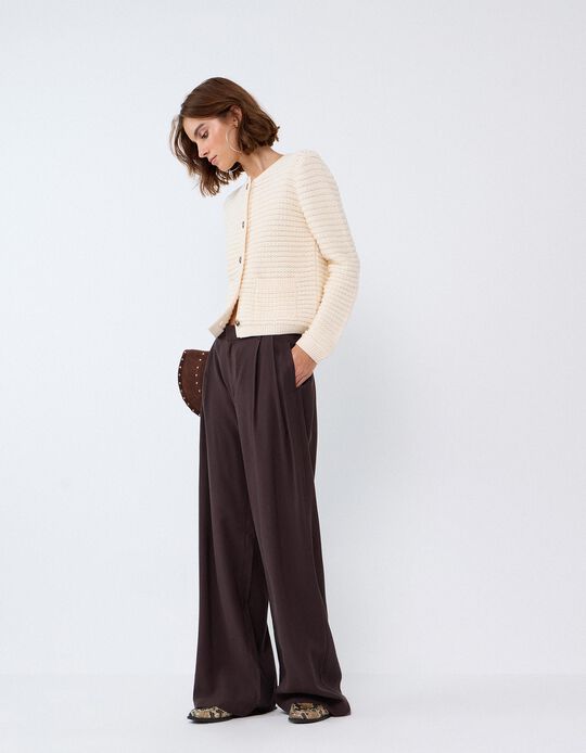 Comprar Online Cal&ccedil;as Elegantes Com Prega, Mulher, Castanho Escuro