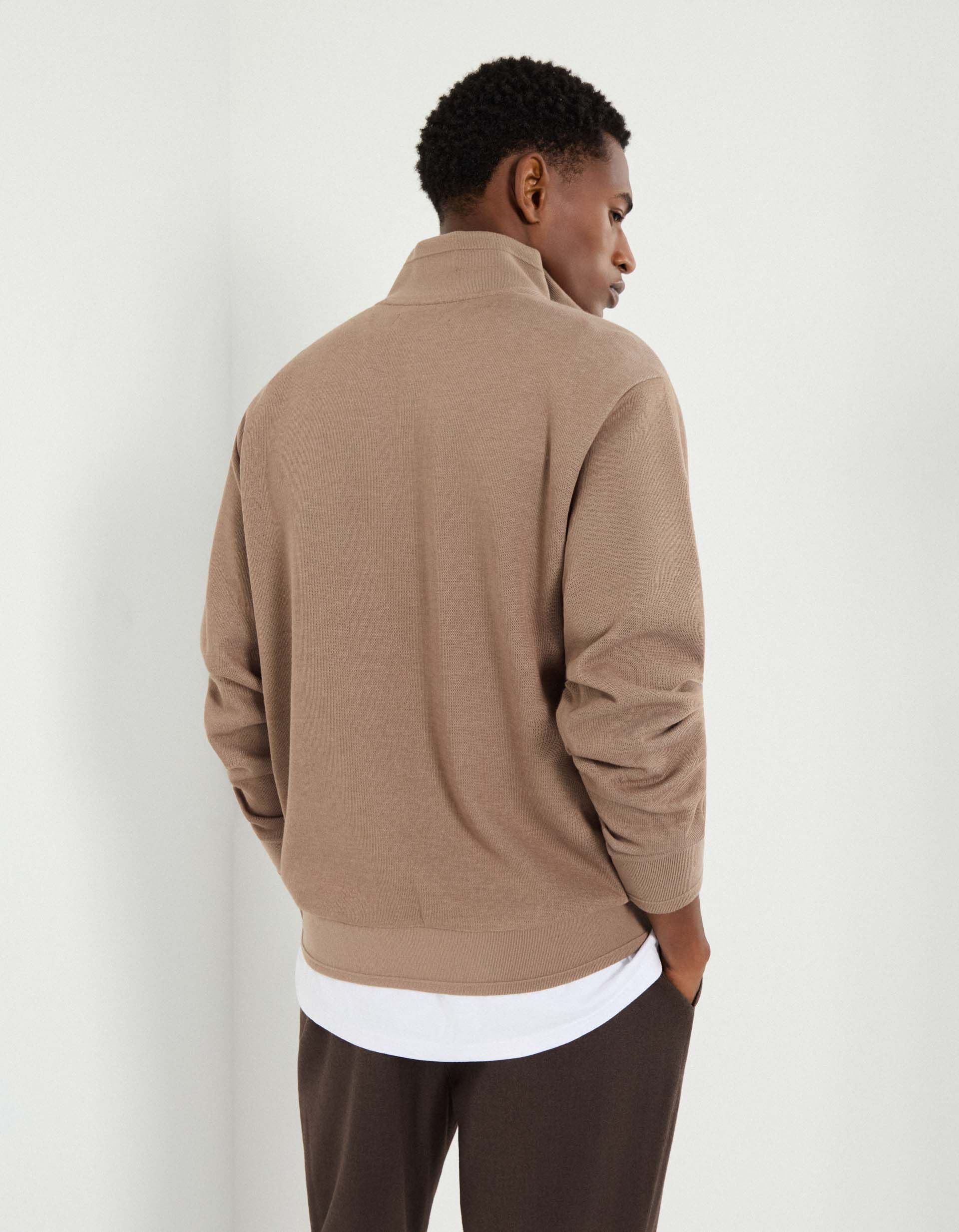 Comprar Online Camisola com Fecho de Correr, Homem, Castanho Claro