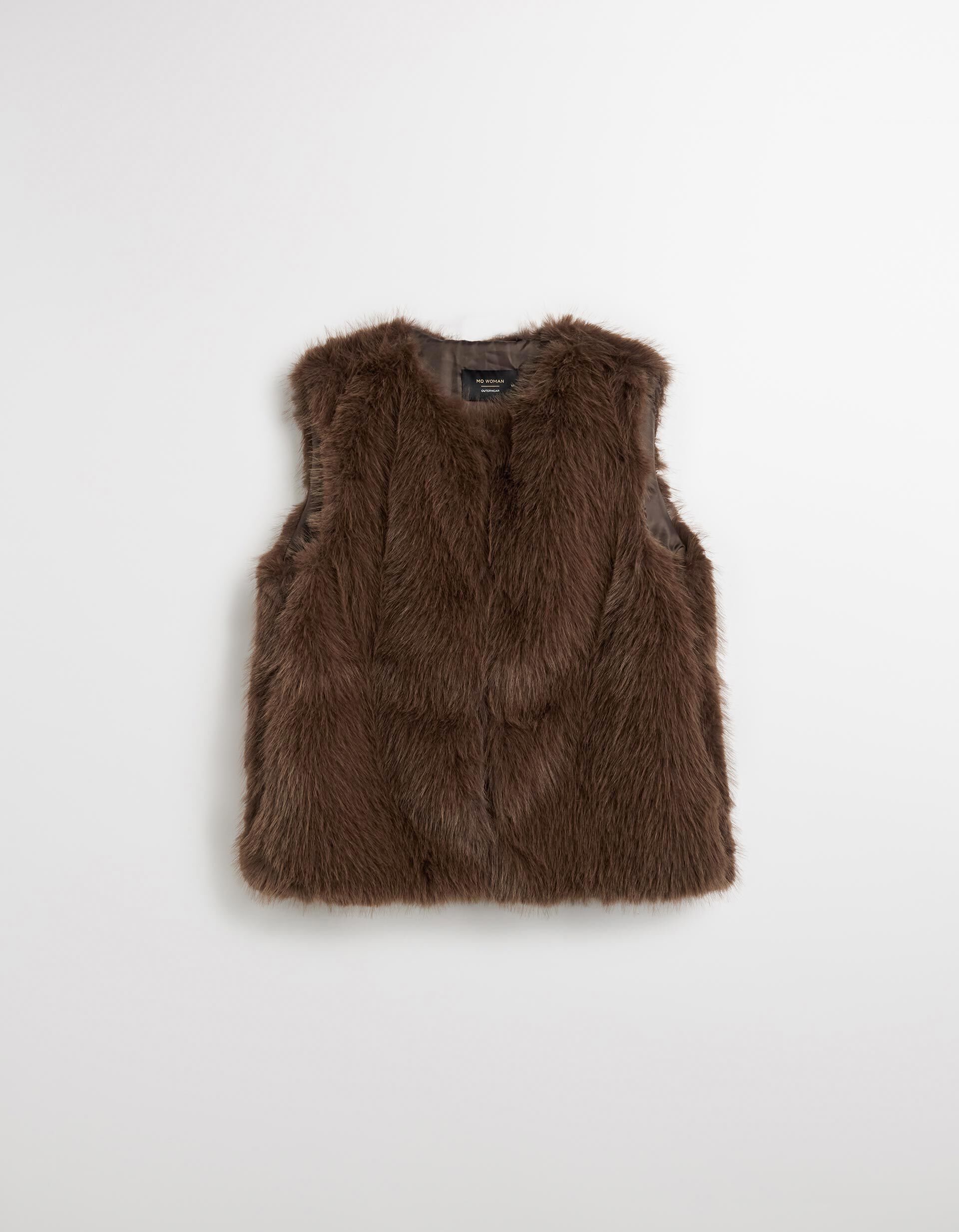 Comprar Online Colete em Pelo Sint&eacute;tico, Mulher, Castanho 