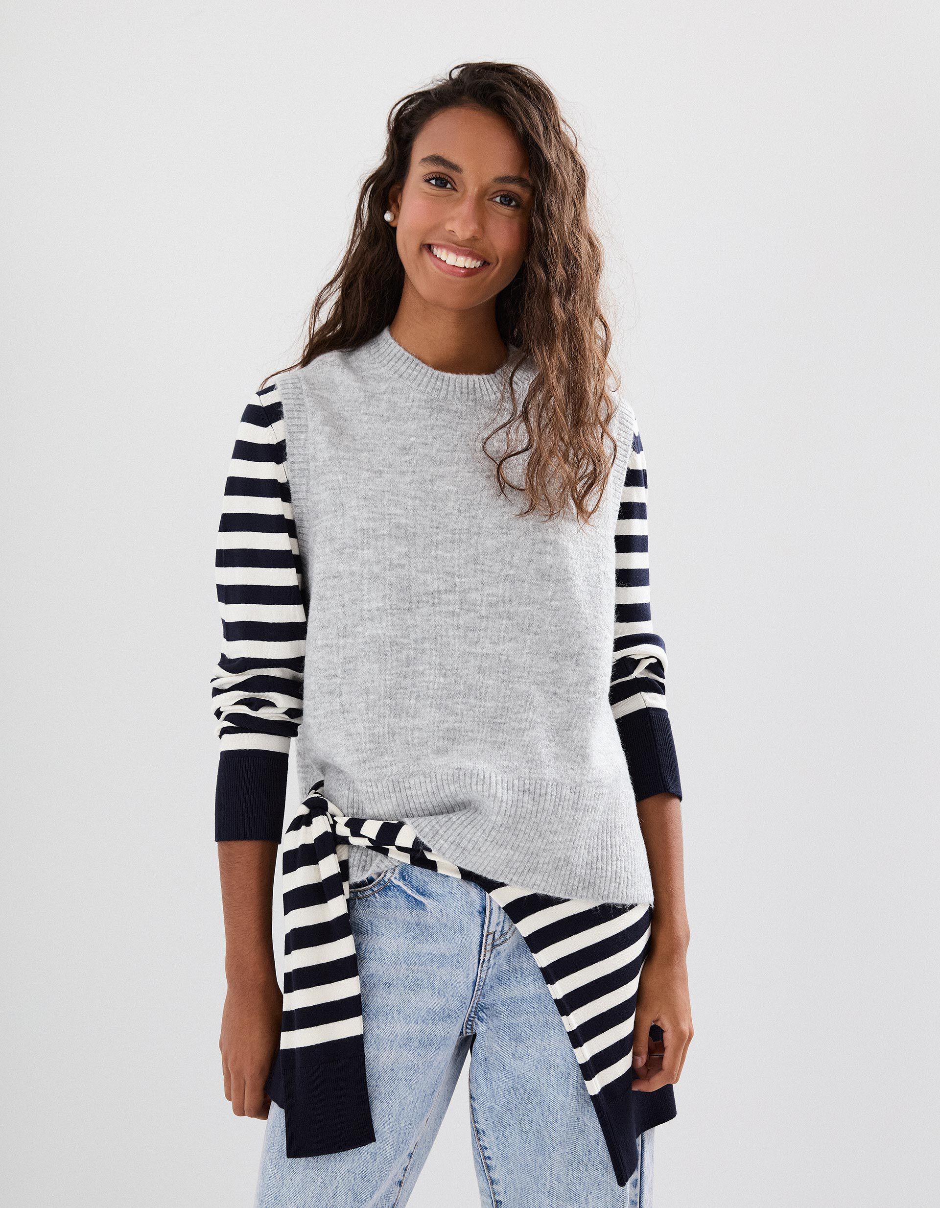 Comprar Online Colete de Malha, Mulher, Cinzento Claro