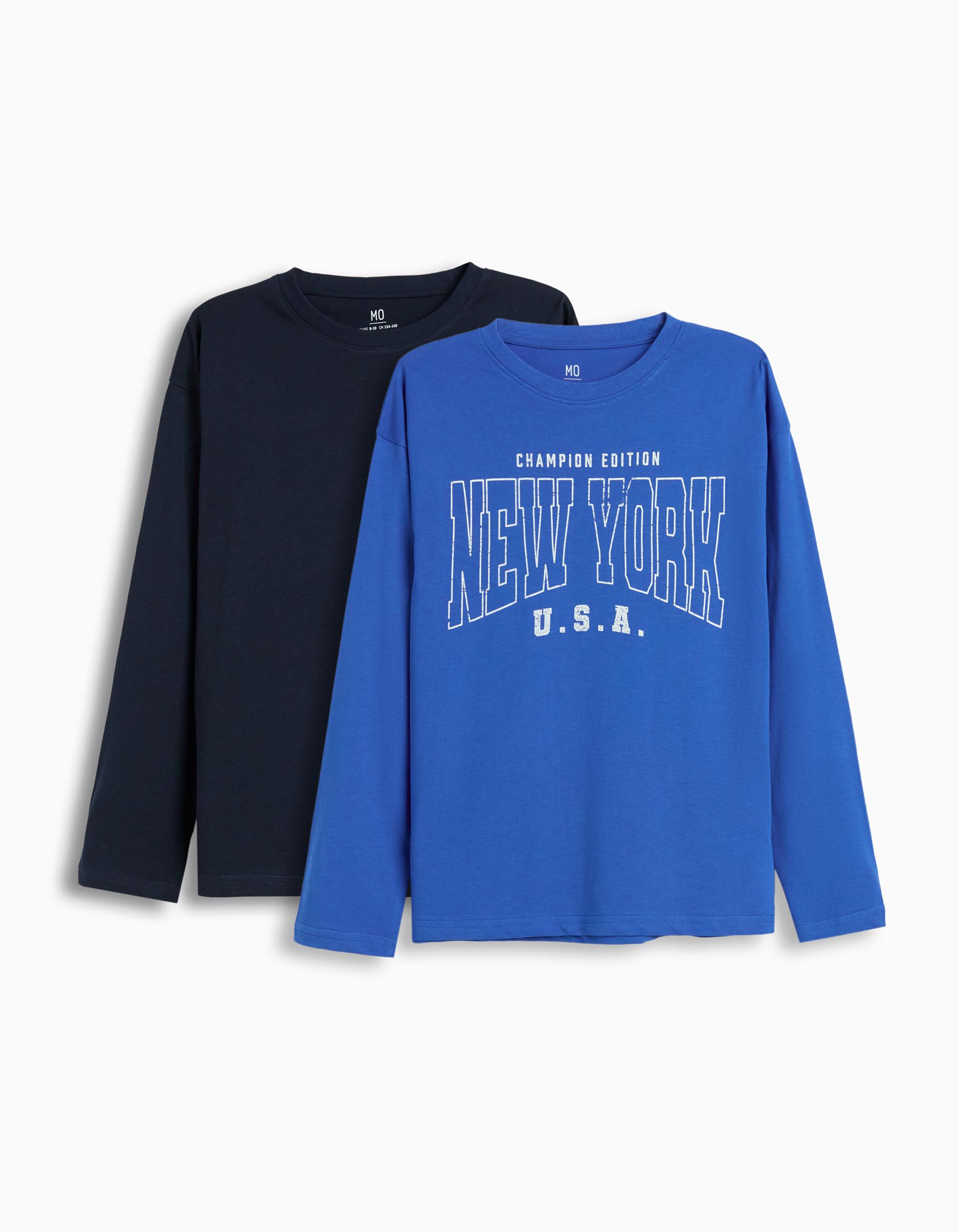 Comprar Online Pack 2 T-shirts Manga Comprida, Menino, Azul