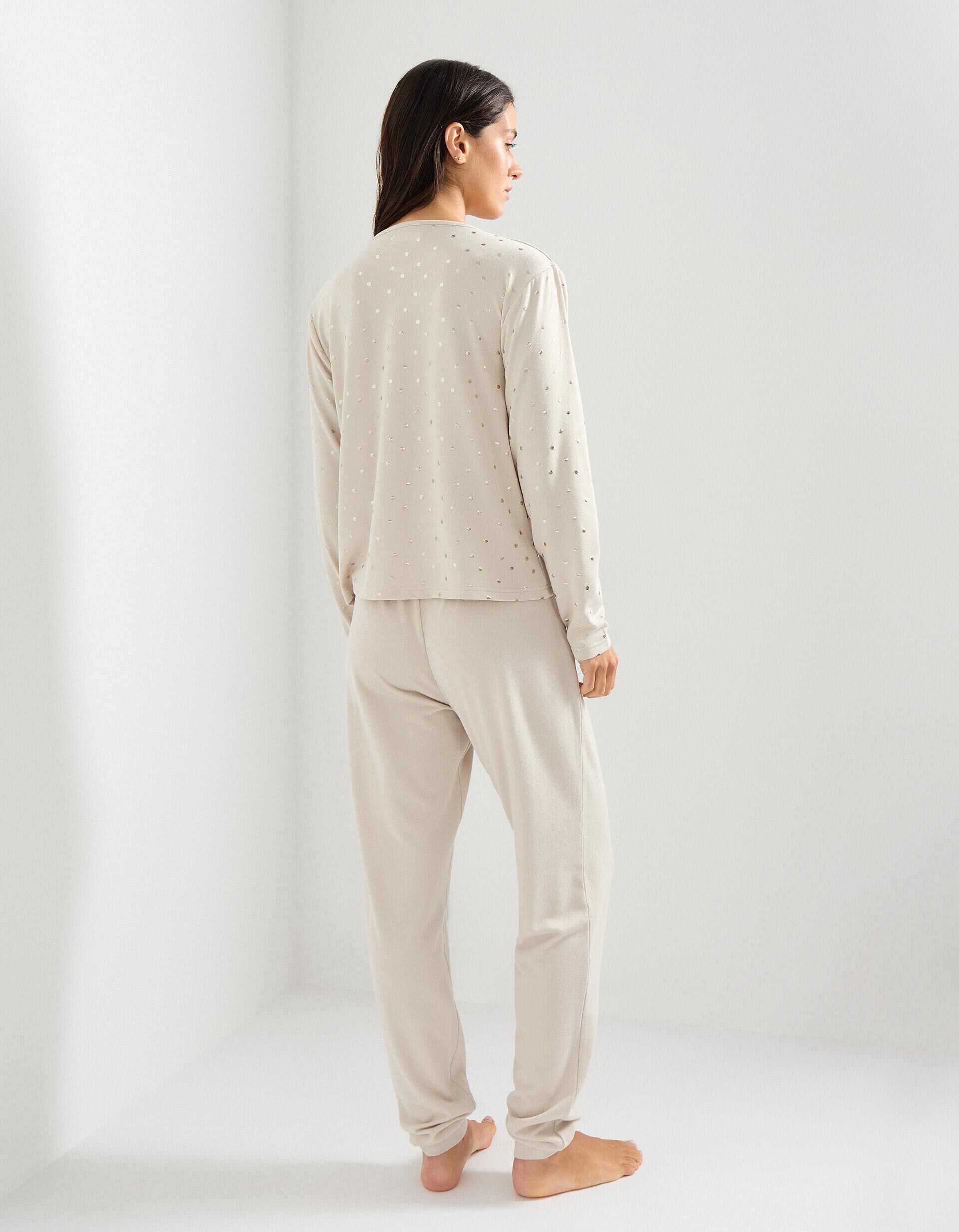 Comprar Online Pijama com Estampado Metalizado, Mulher, Bege Claro