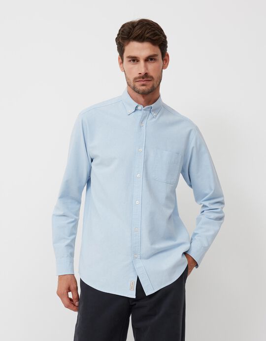 Long Sleeved Oxford Shirt, Men, Light Blue