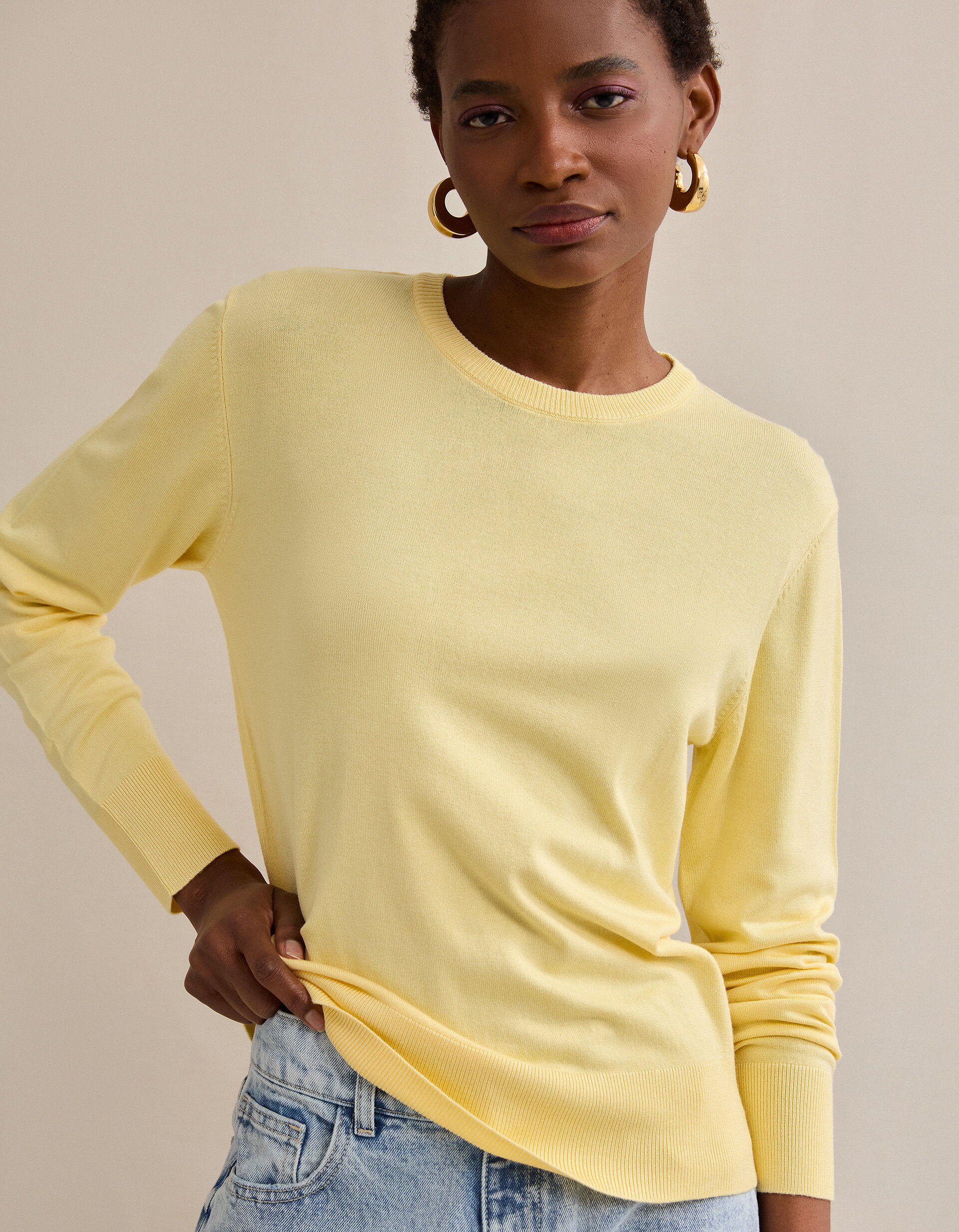 Comprar Online Camisola de Malha, Mulher, Amarelo Claro