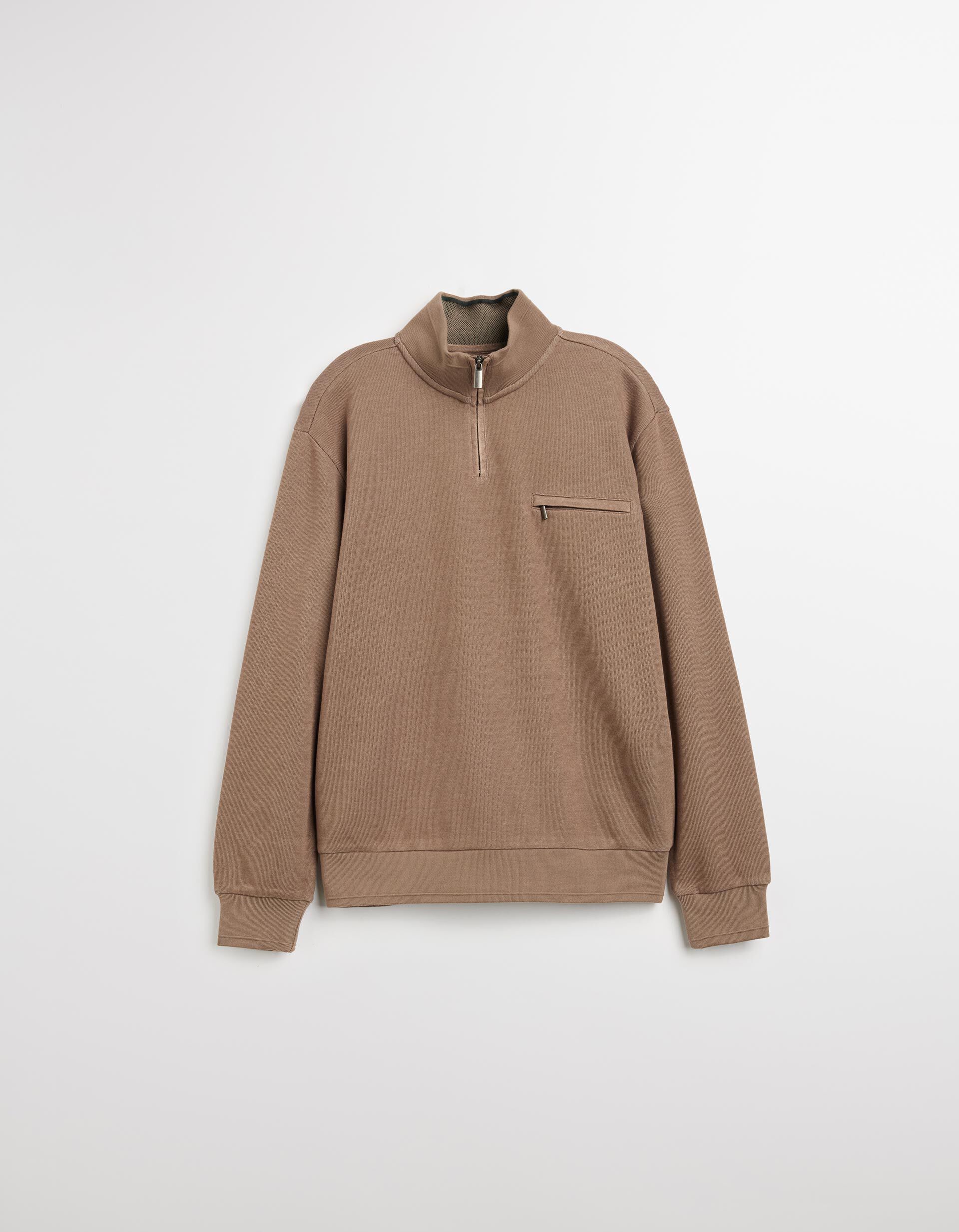 Comprar Online Camisola com Fecho de Correr, Homem, Castanho Claro