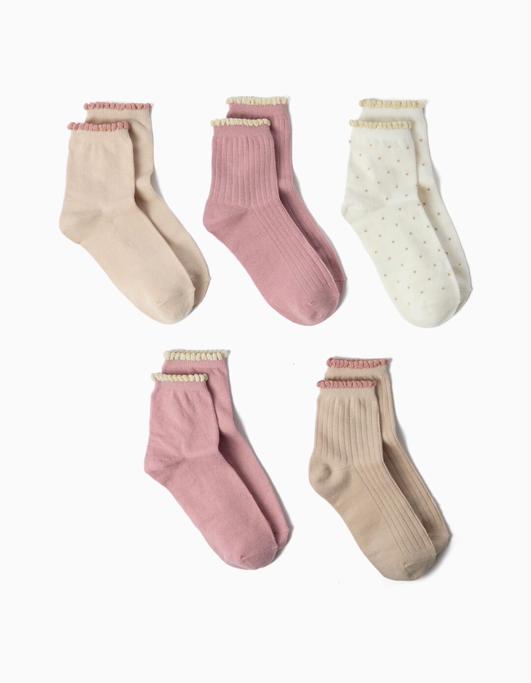 Pack 5 Pares De Meias, Menina, Rosa Claro