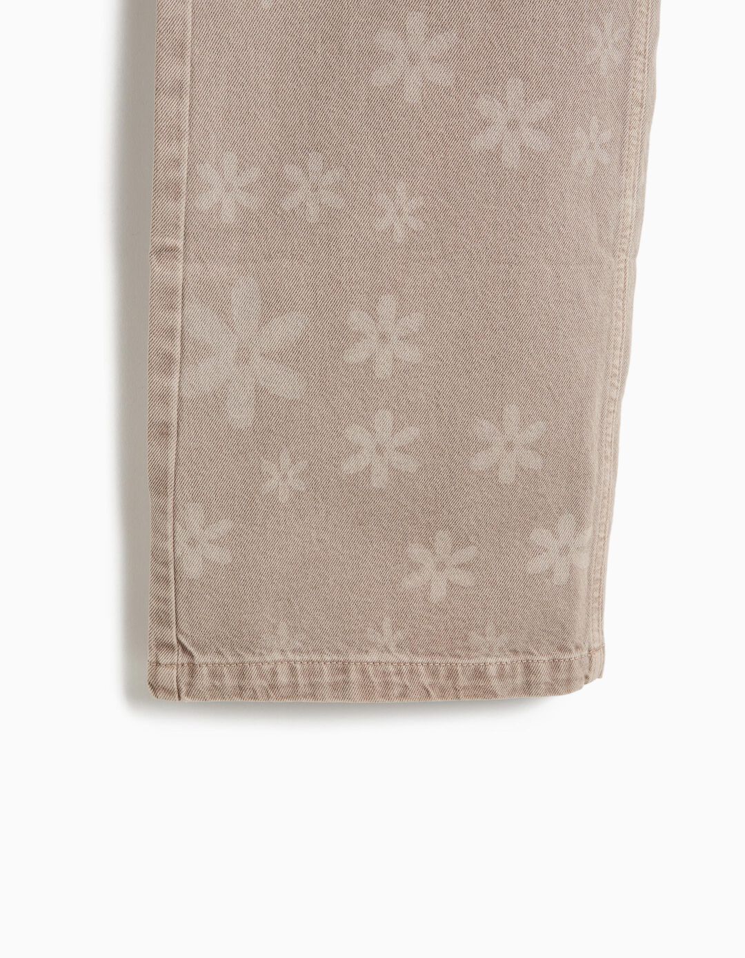 Cal&ccedil;as De Ganga Wide Leg &Agrave;s Flores, Menina, Bege