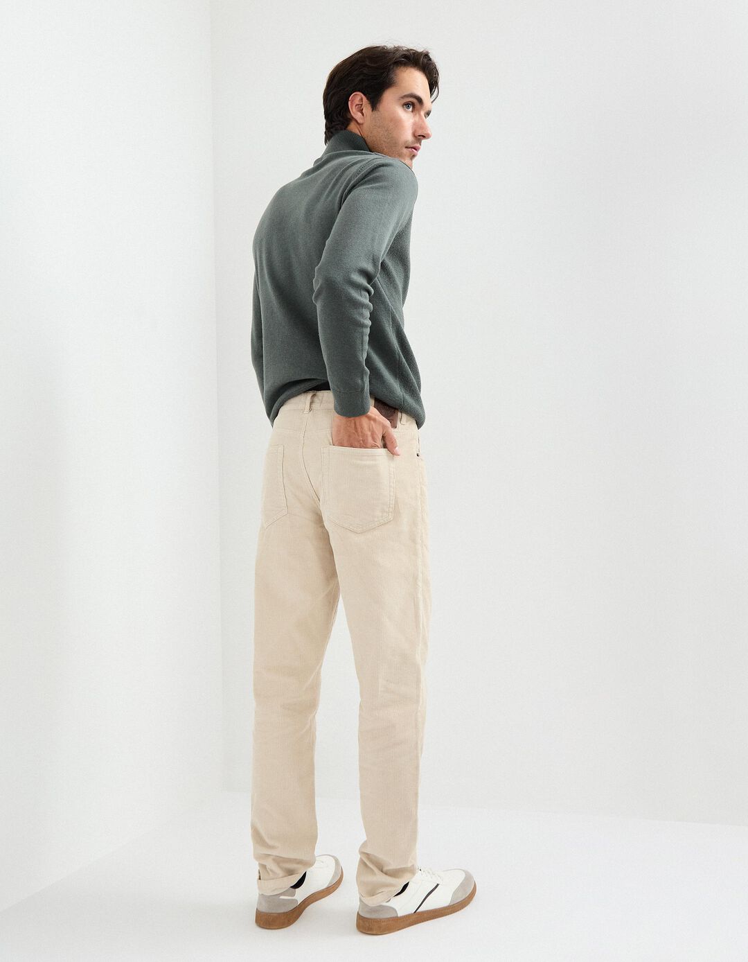 Calças de Bombazina, Homem, Cru