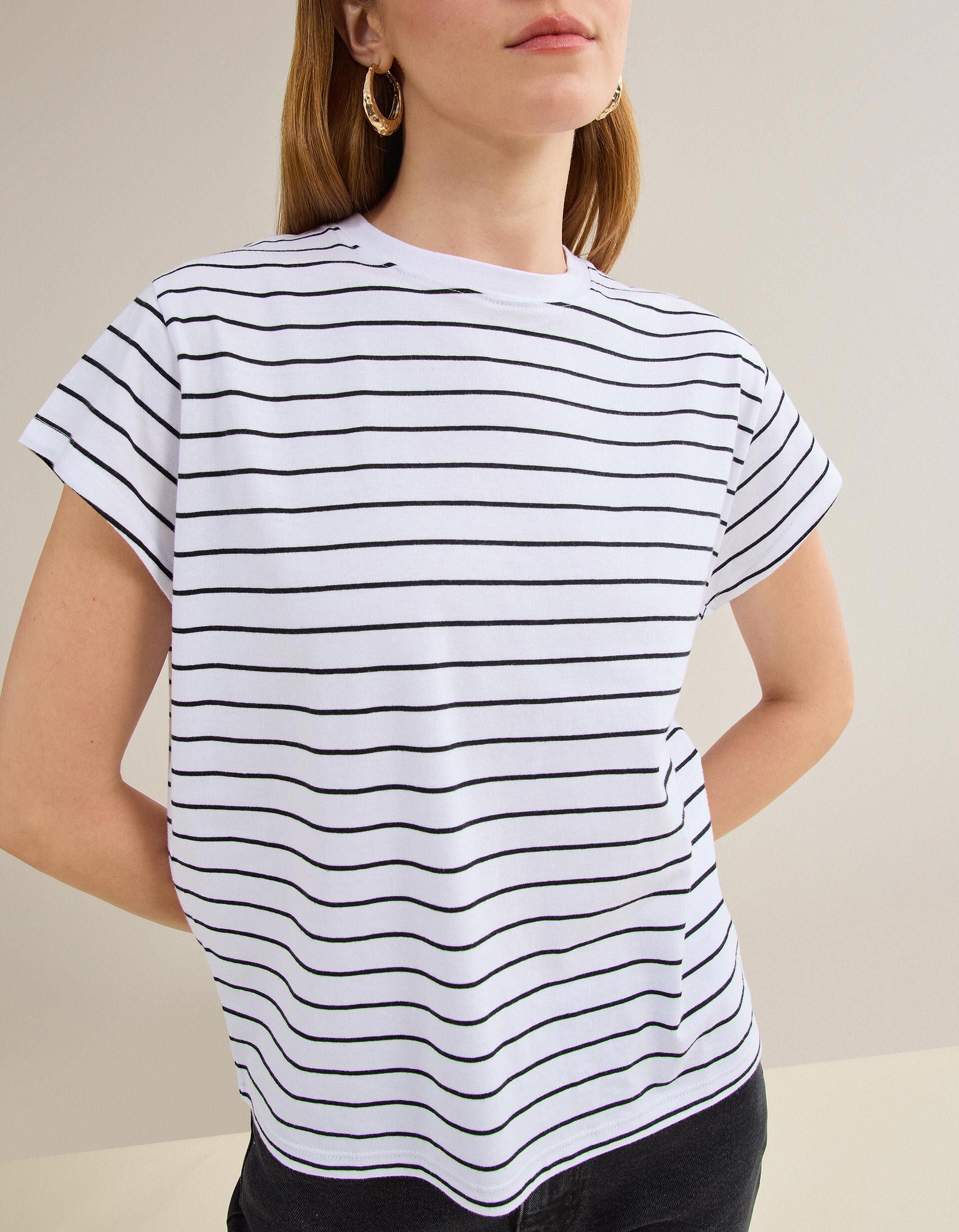 Comprar Online T-shirt &agrave;s Riscas, Mulher, Branco