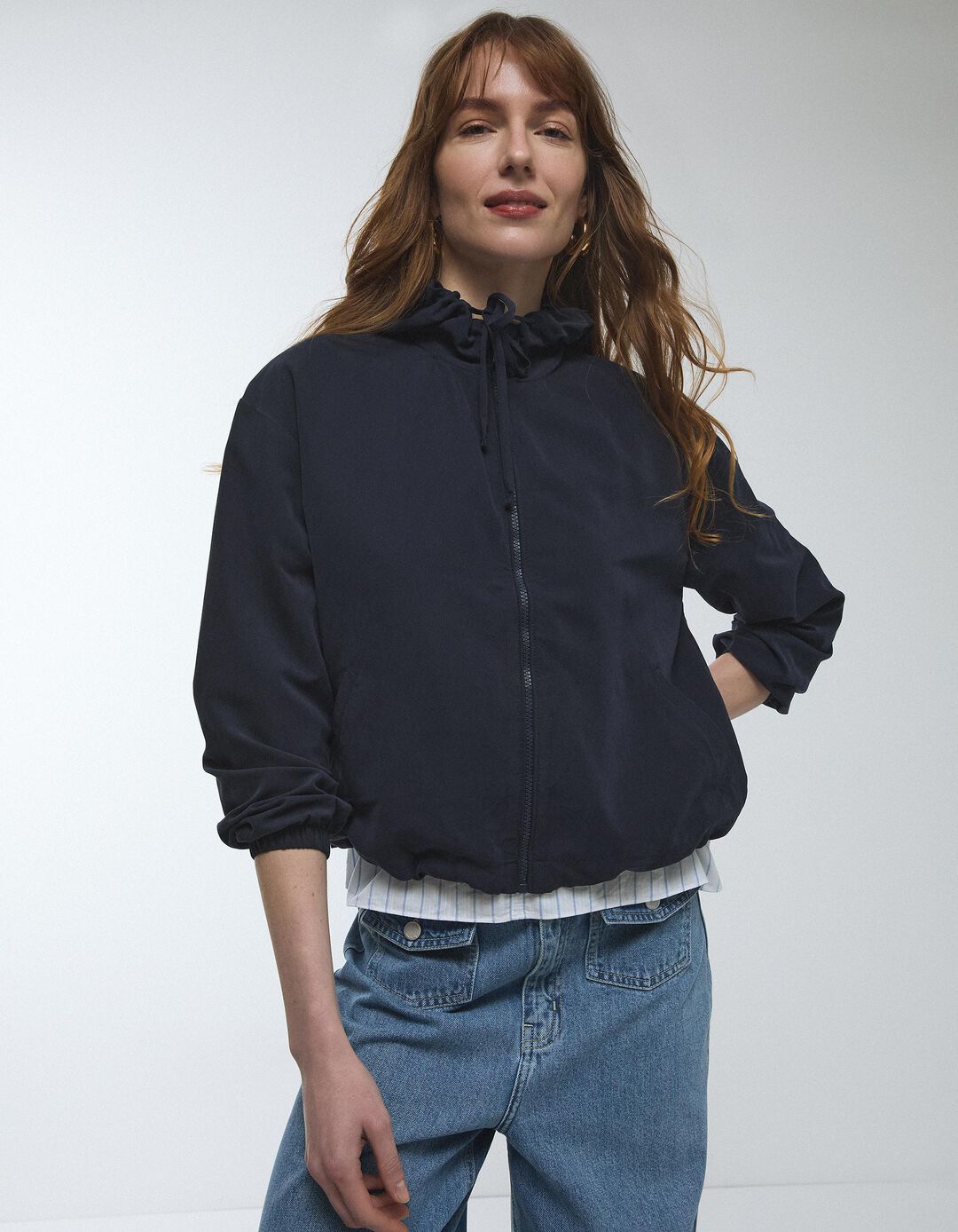 Parka, Mulher, Azul Escuro