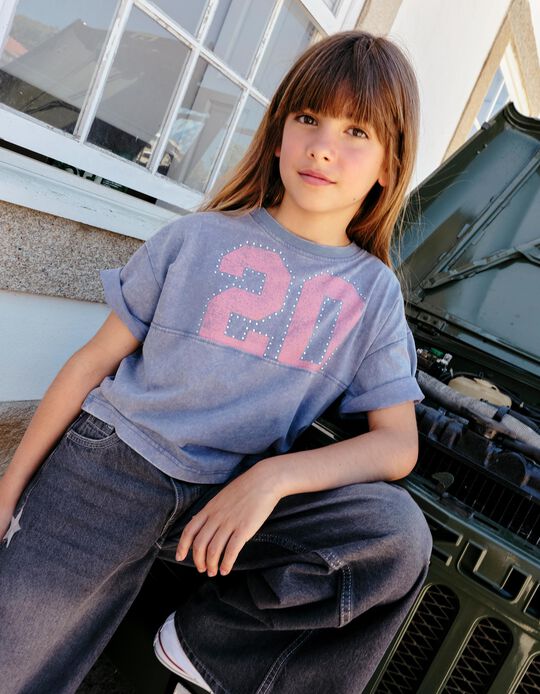 Comprar Online T-shirt Estampada, Menina, Azul Escuro