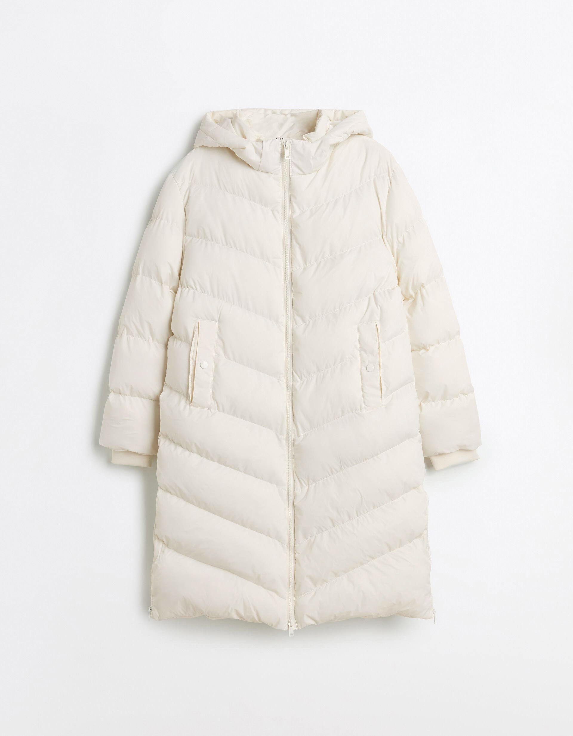 Comprar Online Casaco Acolchoado Comprido, Mulher, Bege Claro