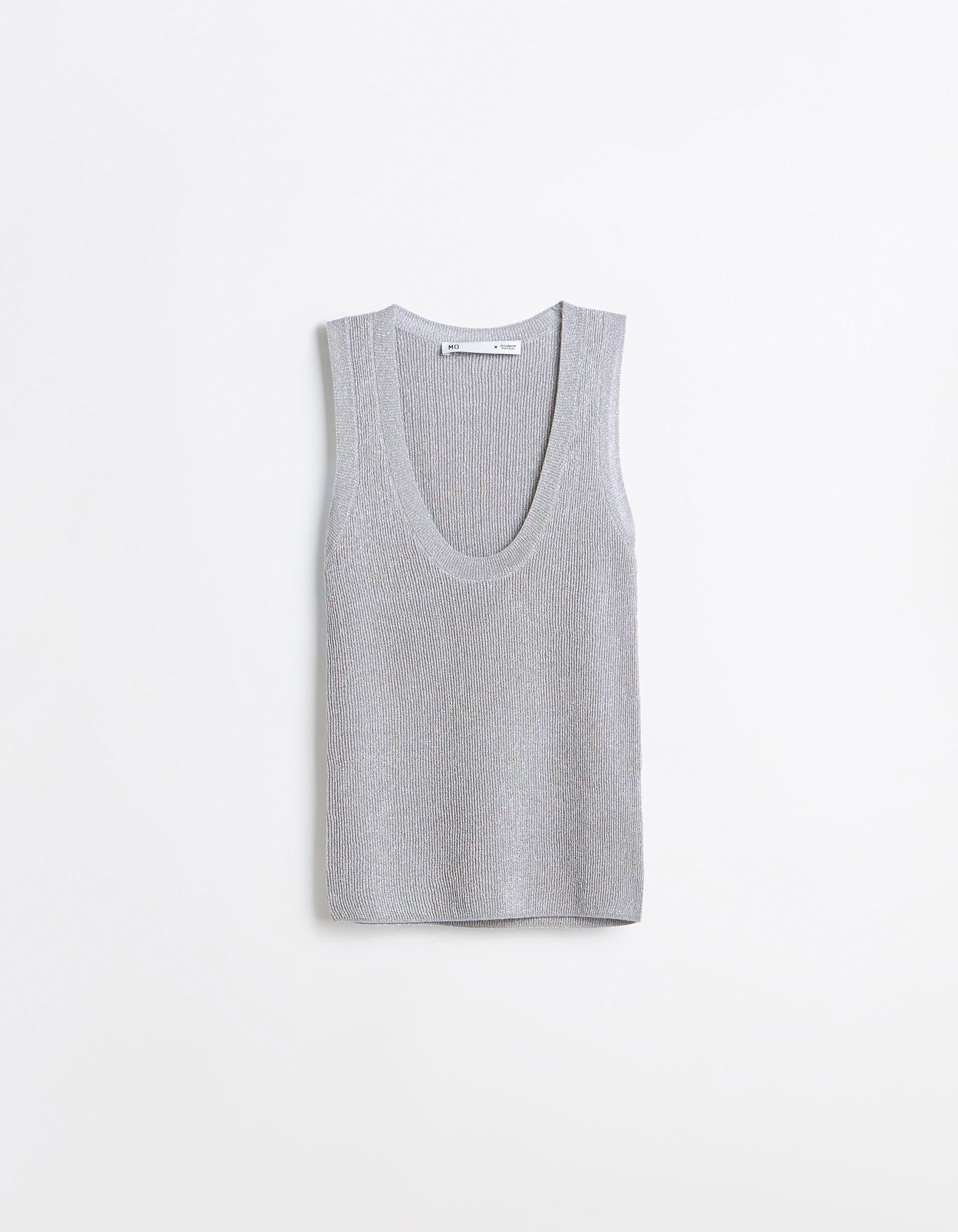 Comprar Online Top De Malha Lurex, Mulher, Cinzento Claro