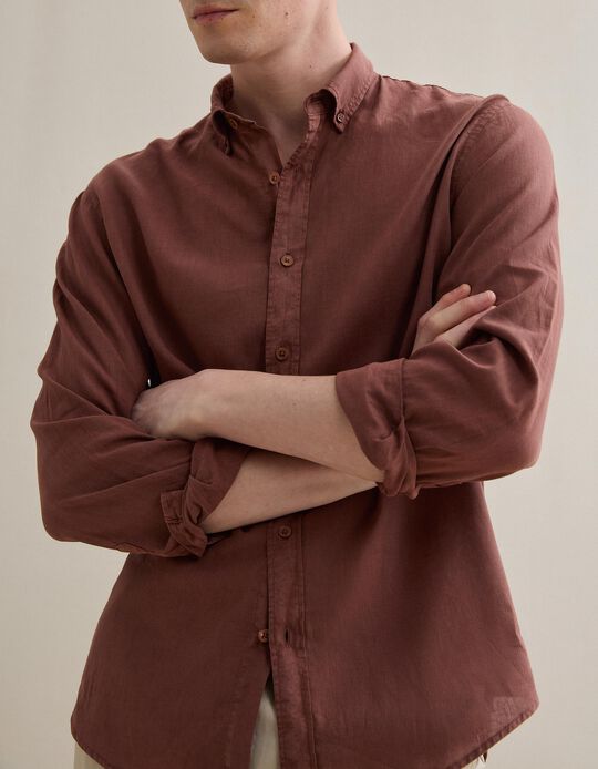 Comprar Online Camisa com Linho, Homem, Castanho