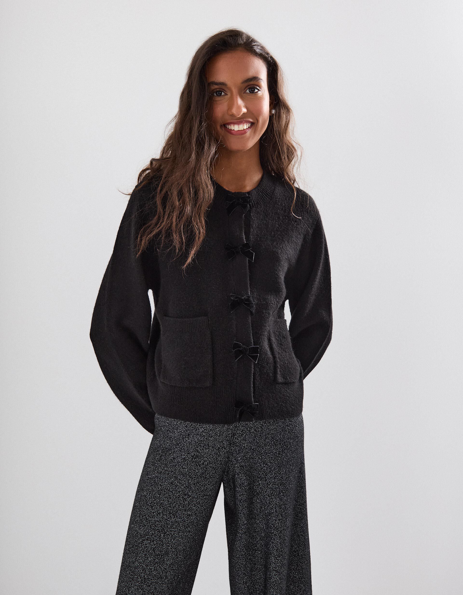 Comprar Online Casaco de Malha com La&ccedil;os, Mulher, Preto 