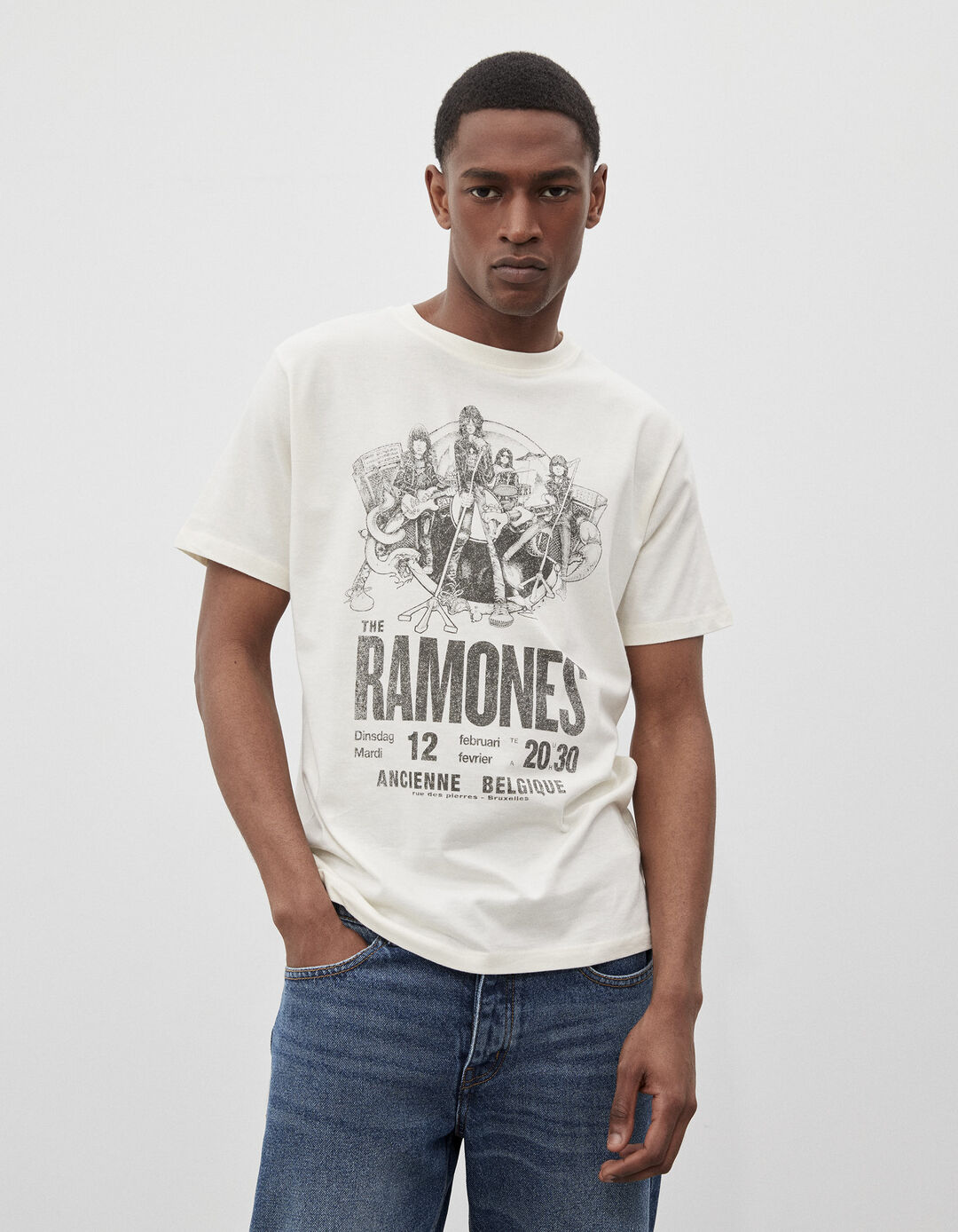 T-shirt 'Ramones', Homem, Bege Claro