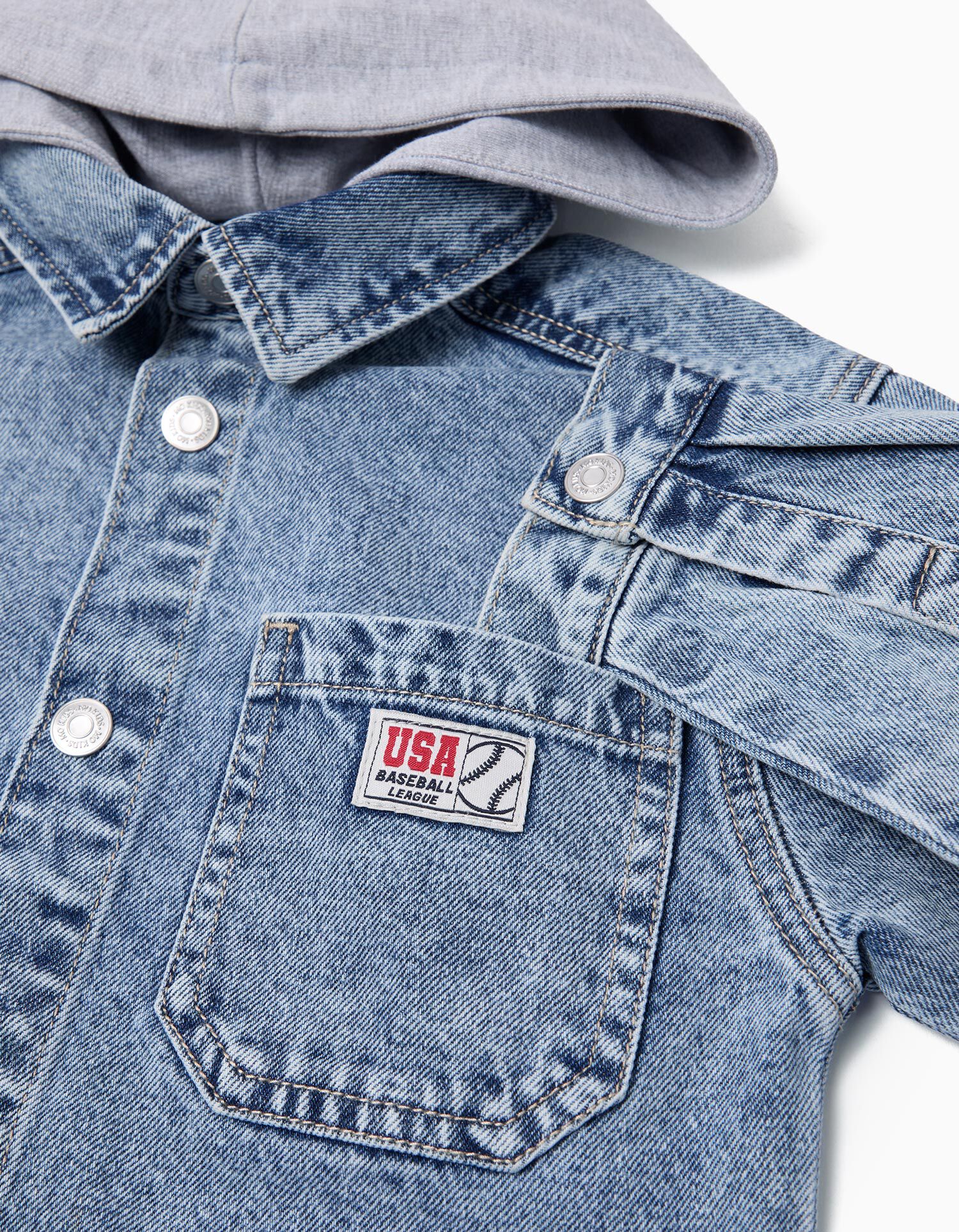 Comprar Online Sobrecamisa de Ganga com Capuz, Menino, Azul Claro