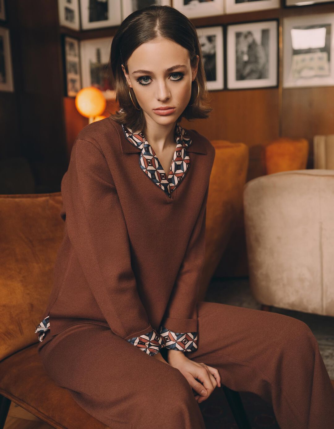 Polo de Malha, Mulher, Castanho Escuro