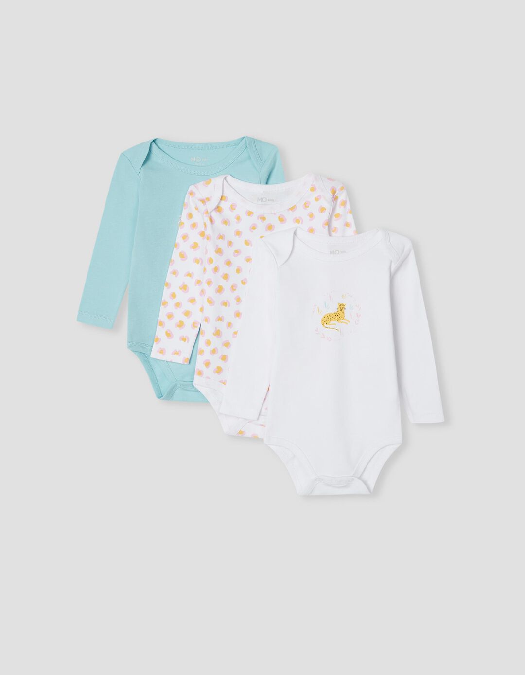 3 Long Sleeve Bodies Pack, Baby Girls, Multicolour