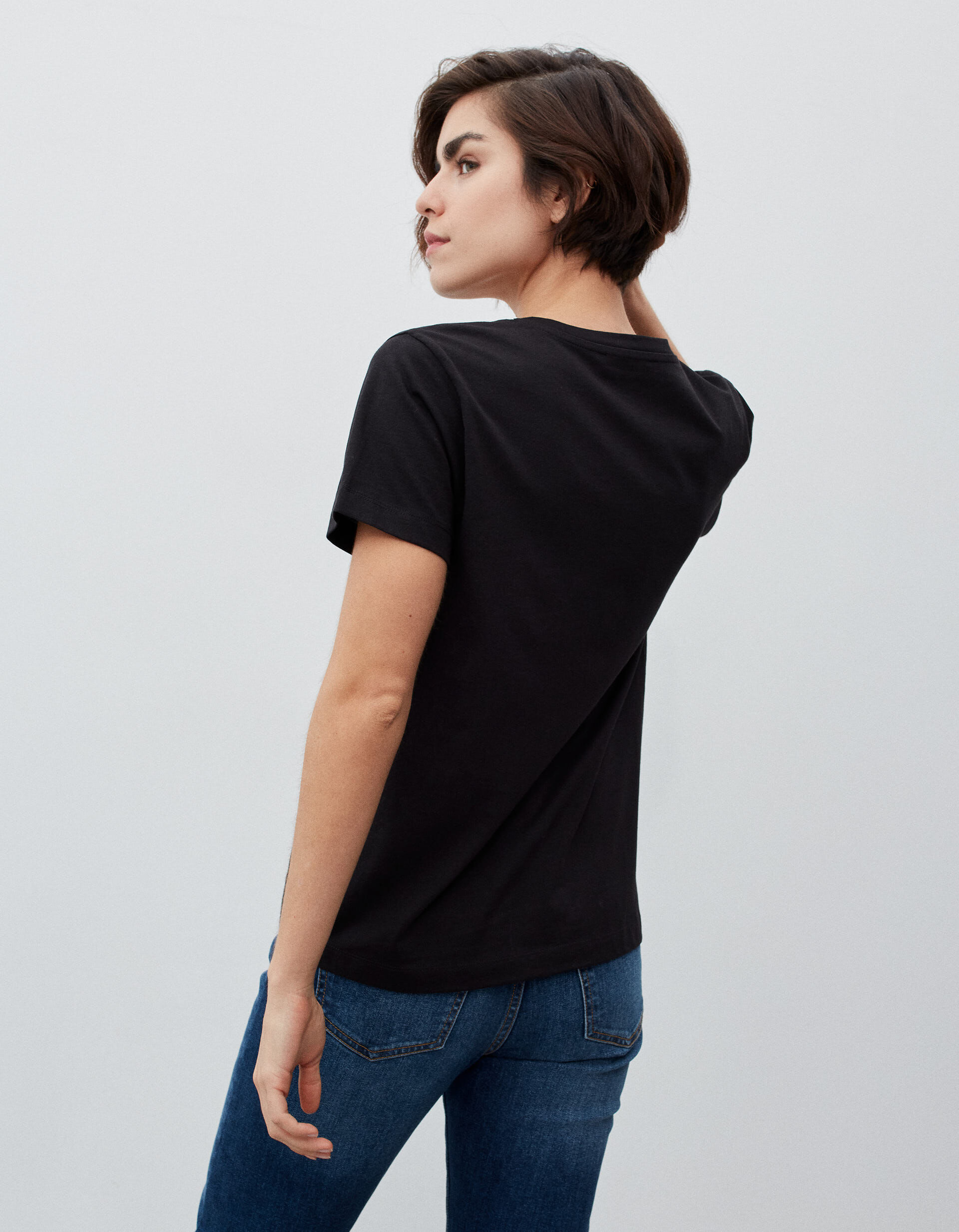 Comprar Online V Neckline T-shirt, Women, Black