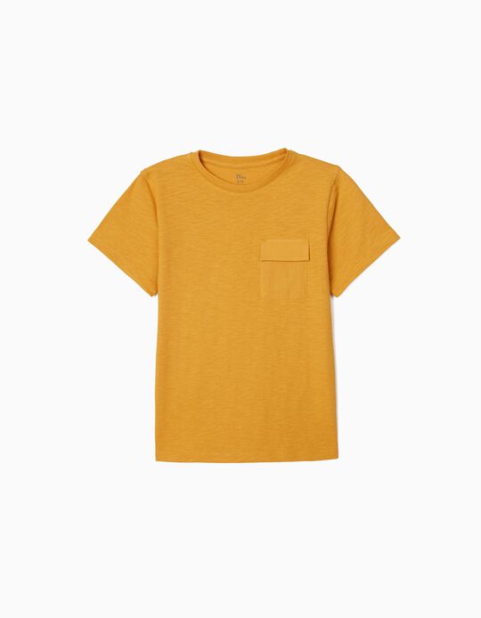 T-Shirt com Bolso para Menino, Amarelo