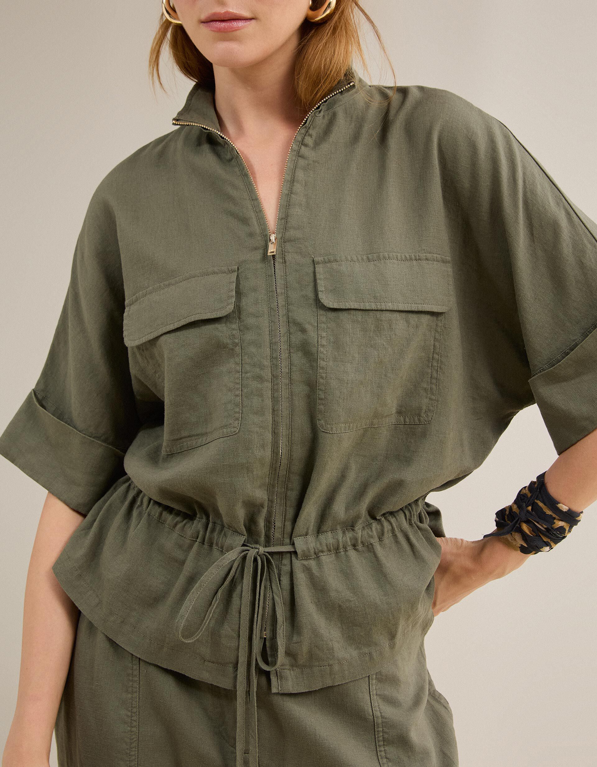 Comprar Online Casaco Com Linho, Mulher, Verde