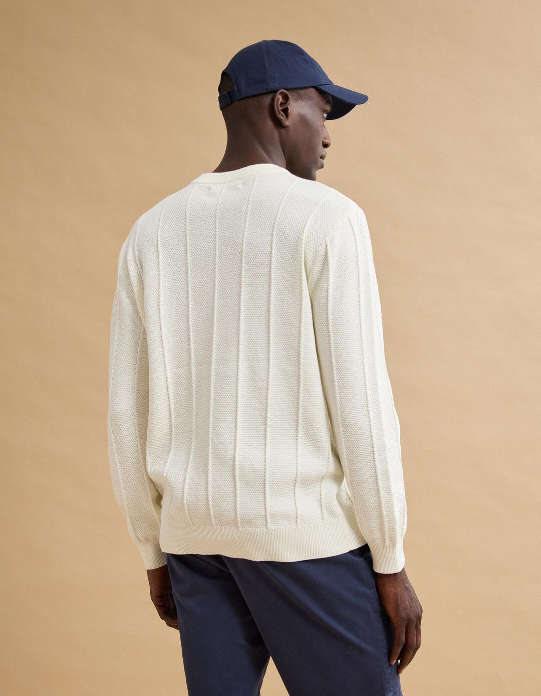 Camisola de Malha Jacquard, Homem, Cru