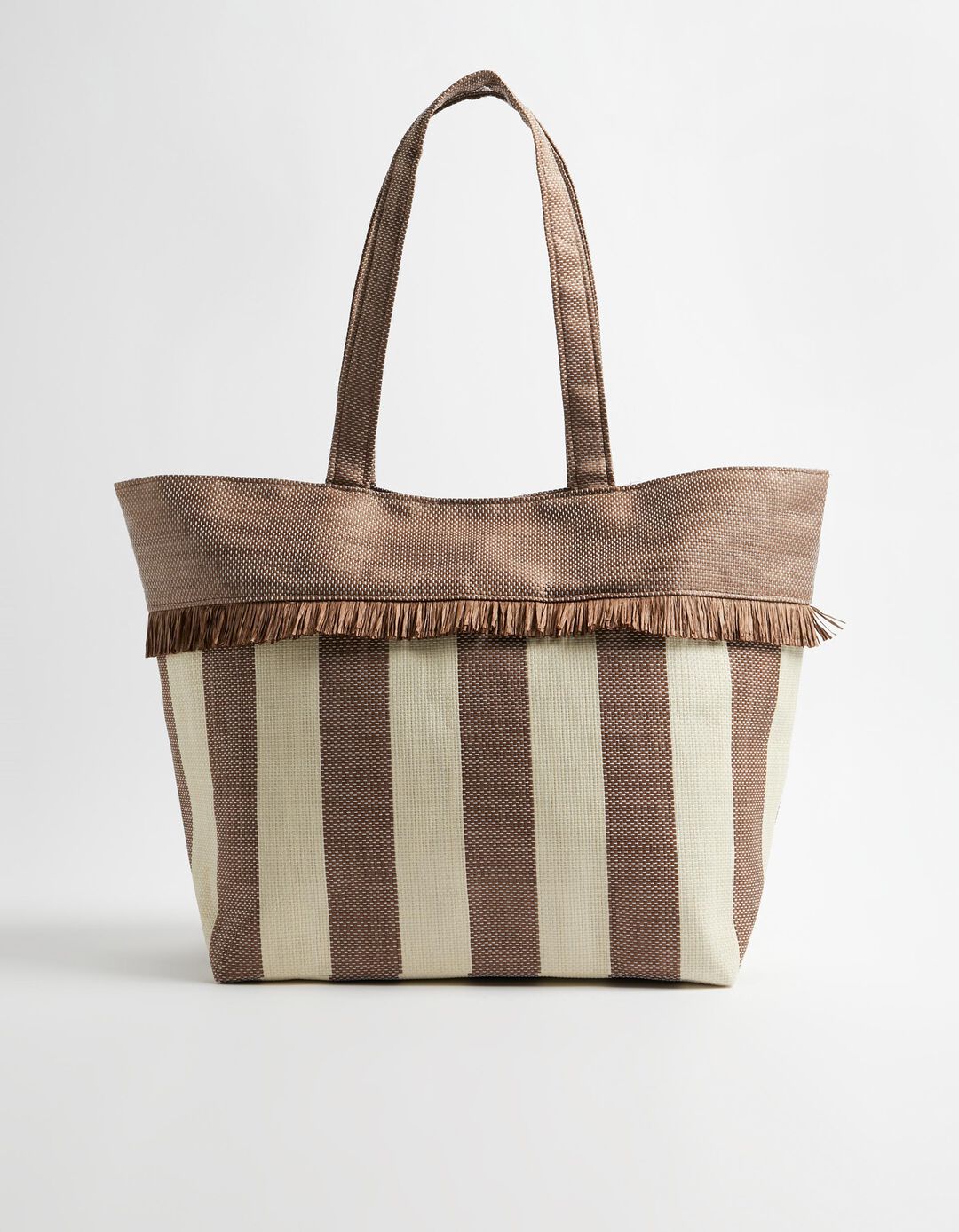 Stripes Shopper Bag, Women, Brown