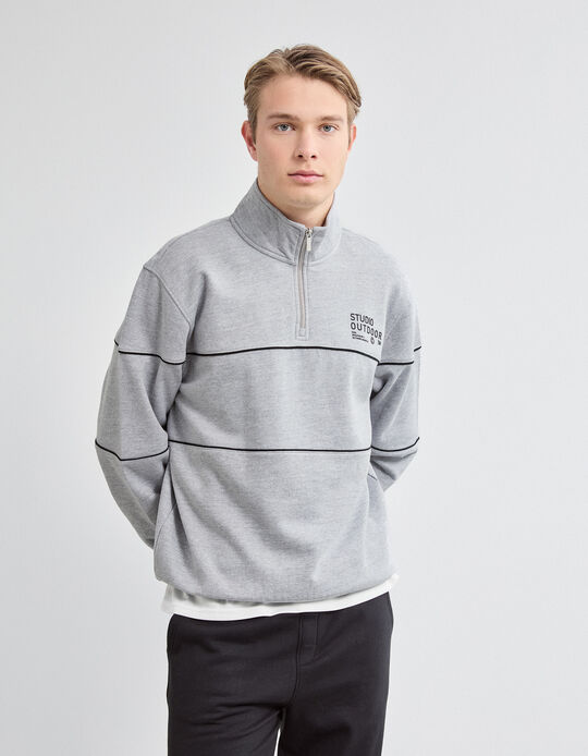 Comprar Online Sweatshirt com Fecho, Homem, Cinzento Claro