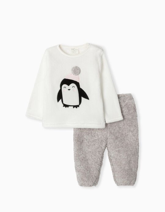 Penguin' Minky Fabric Pyjamas, Babies, White