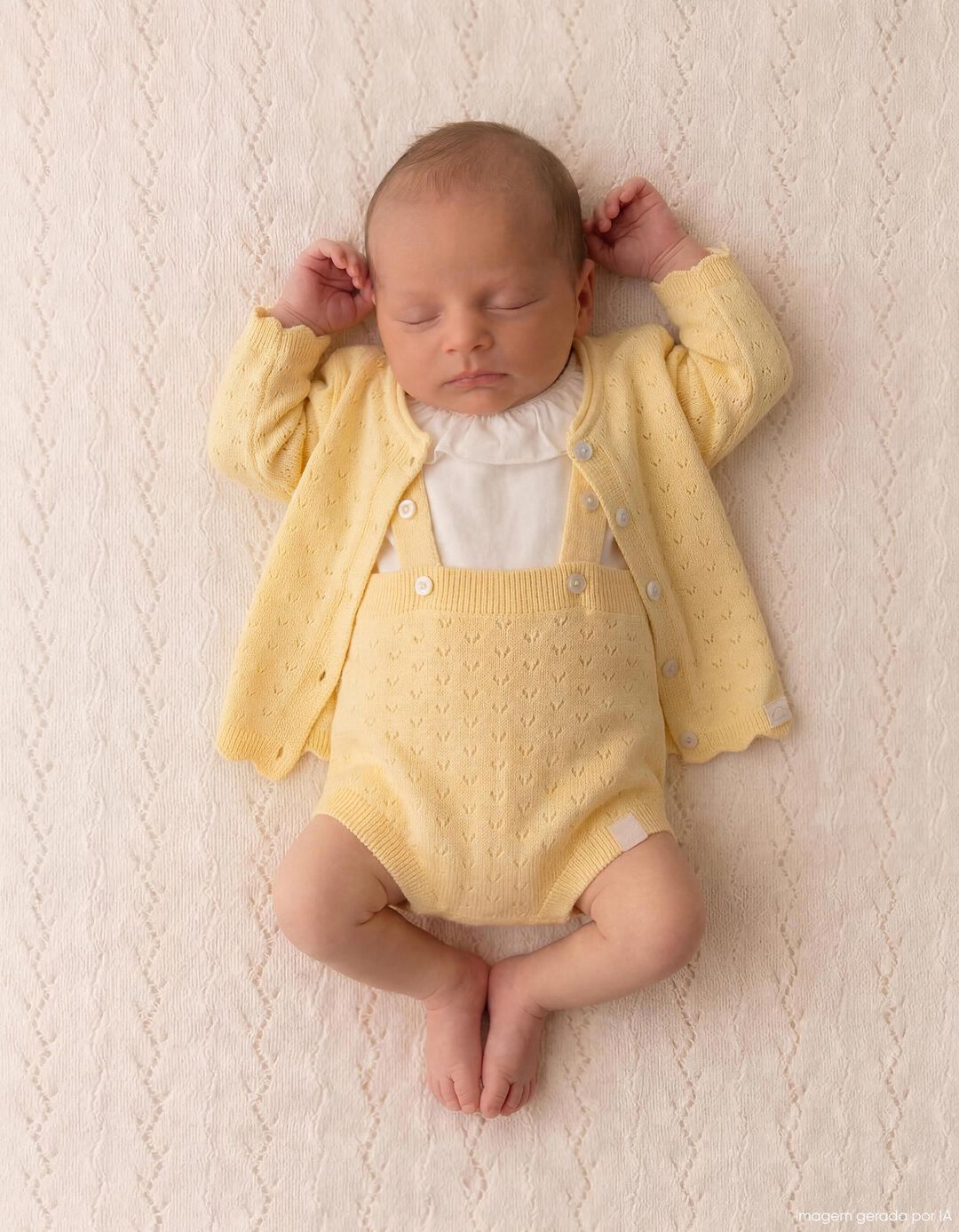Casaco de Malha, Rec&eacute;m-Nascido, Amarelo Claro