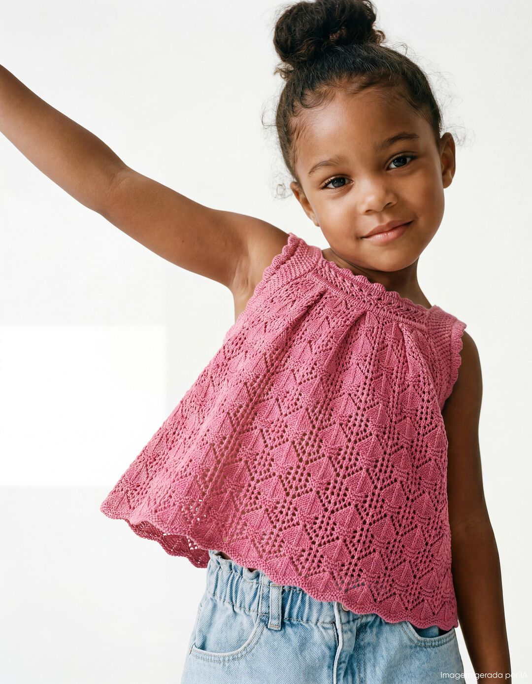 Top Crochet, Menina, Rosa Escuro