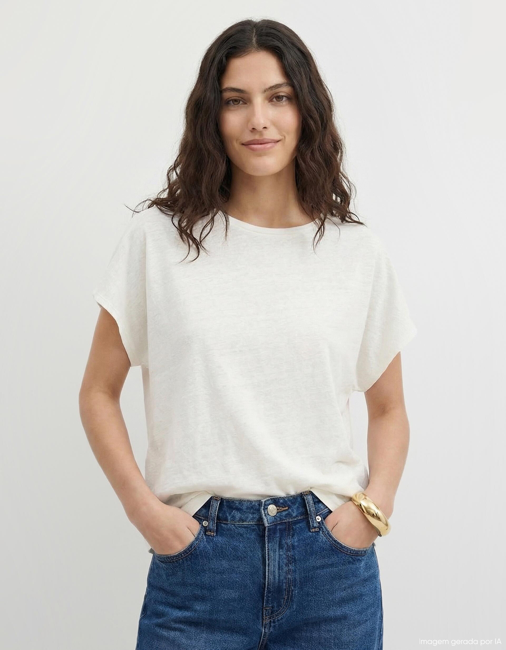 Comprar Online T-shirt, Mulher, Bege Claro