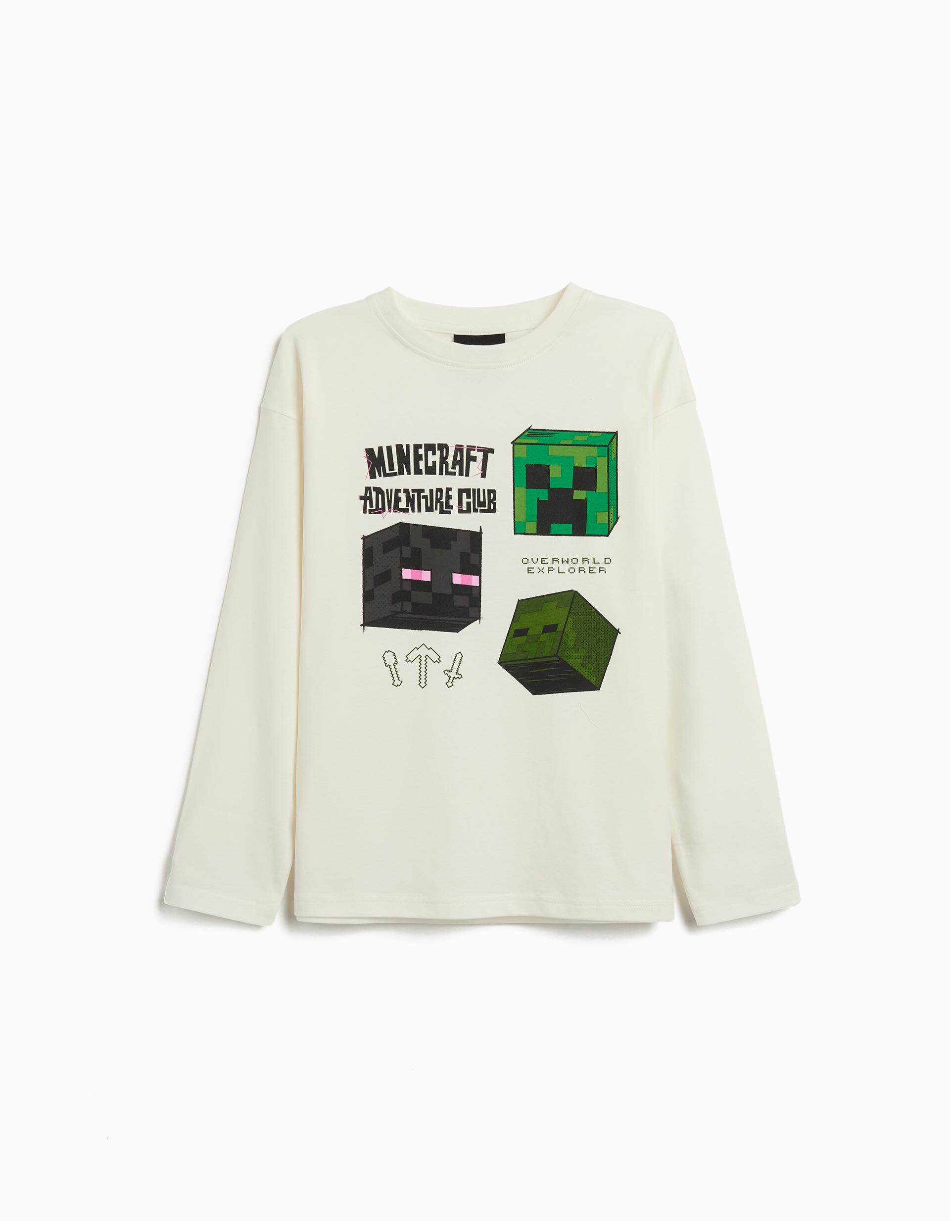 Comprar Online T-shirt de Manga Comprida 'Minecraft', Menino, Branco