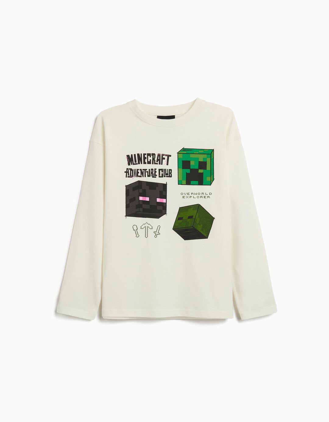 T-shirt de Manga Comprida 'Minecraft', Menino, Branco