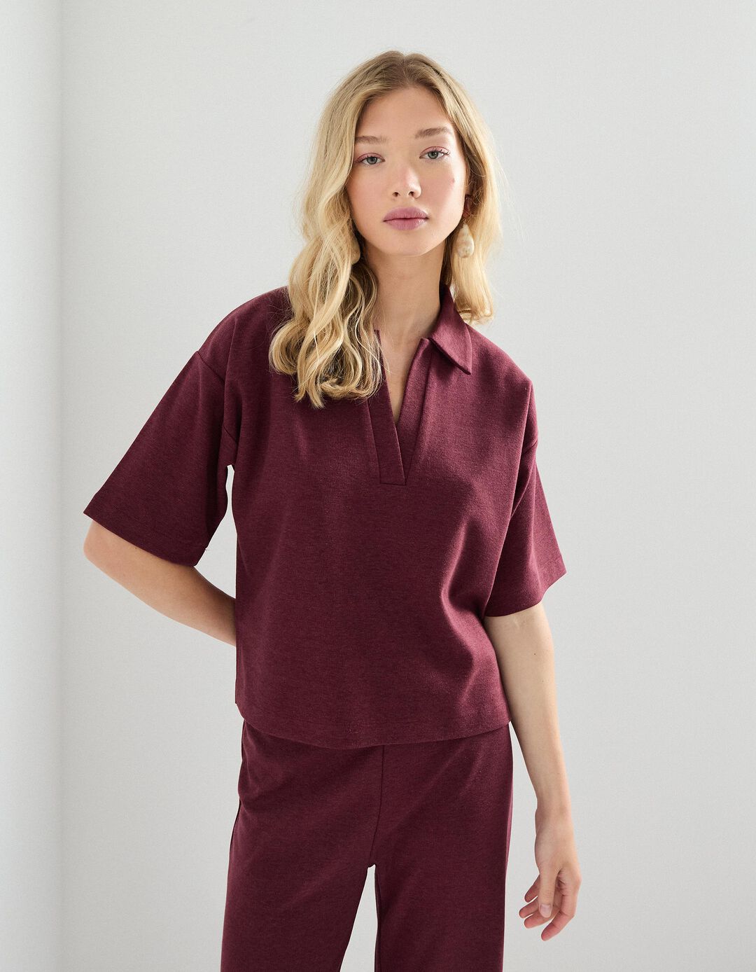 Polo, Mulher, Vermelho Escuro