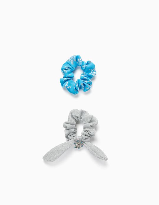 2 Scrunchies for Babies and Girls 'Elsa', Blue/Silver