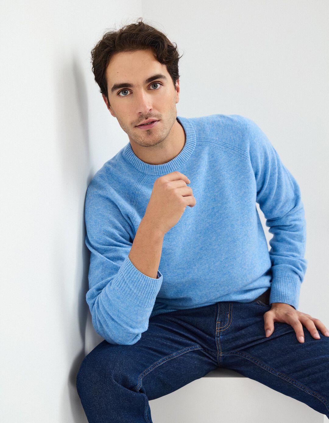 Camisola de Malha, Homem, Azul Claro