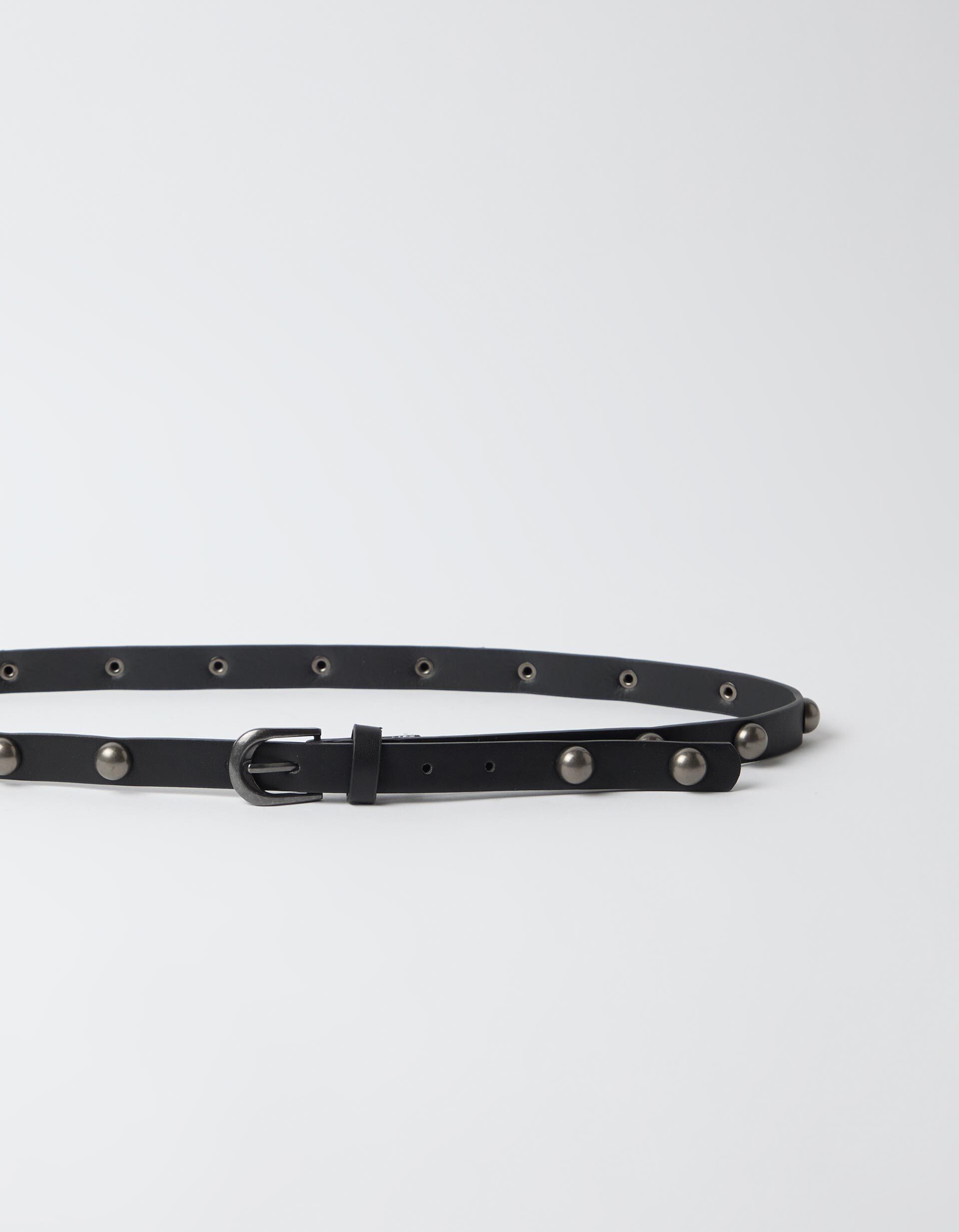 Comprar Online Cinto Fino Com Tachas, Mulher, Preto