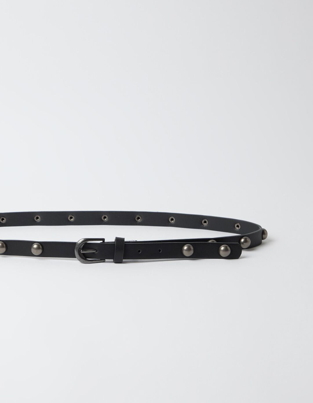 Cinto Fino Com Tachas, Mulher, Preto