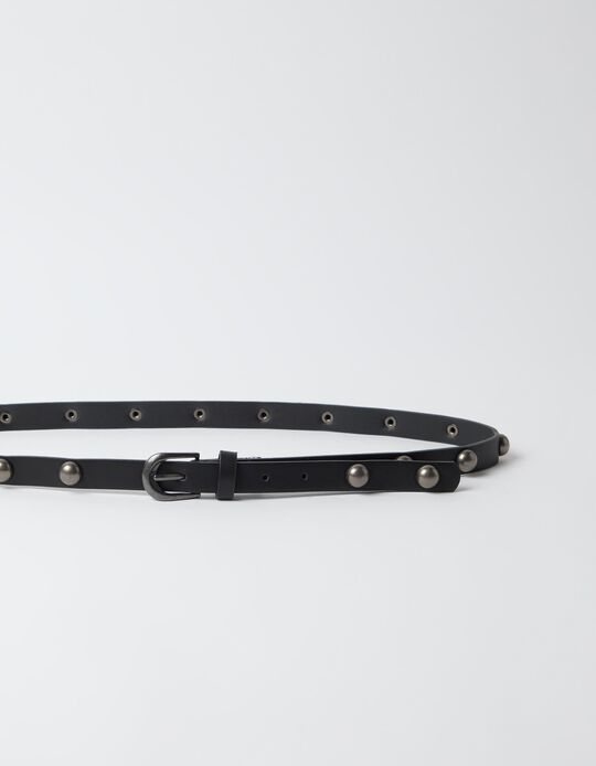 Comprar Online Cinto Fino Com Tachas, Mulher, Preto