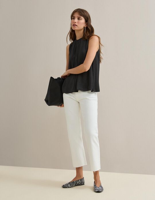 Comprar Online Cal&ccedil;as de Ganga 'Straight Cropped', Mulher, Branco