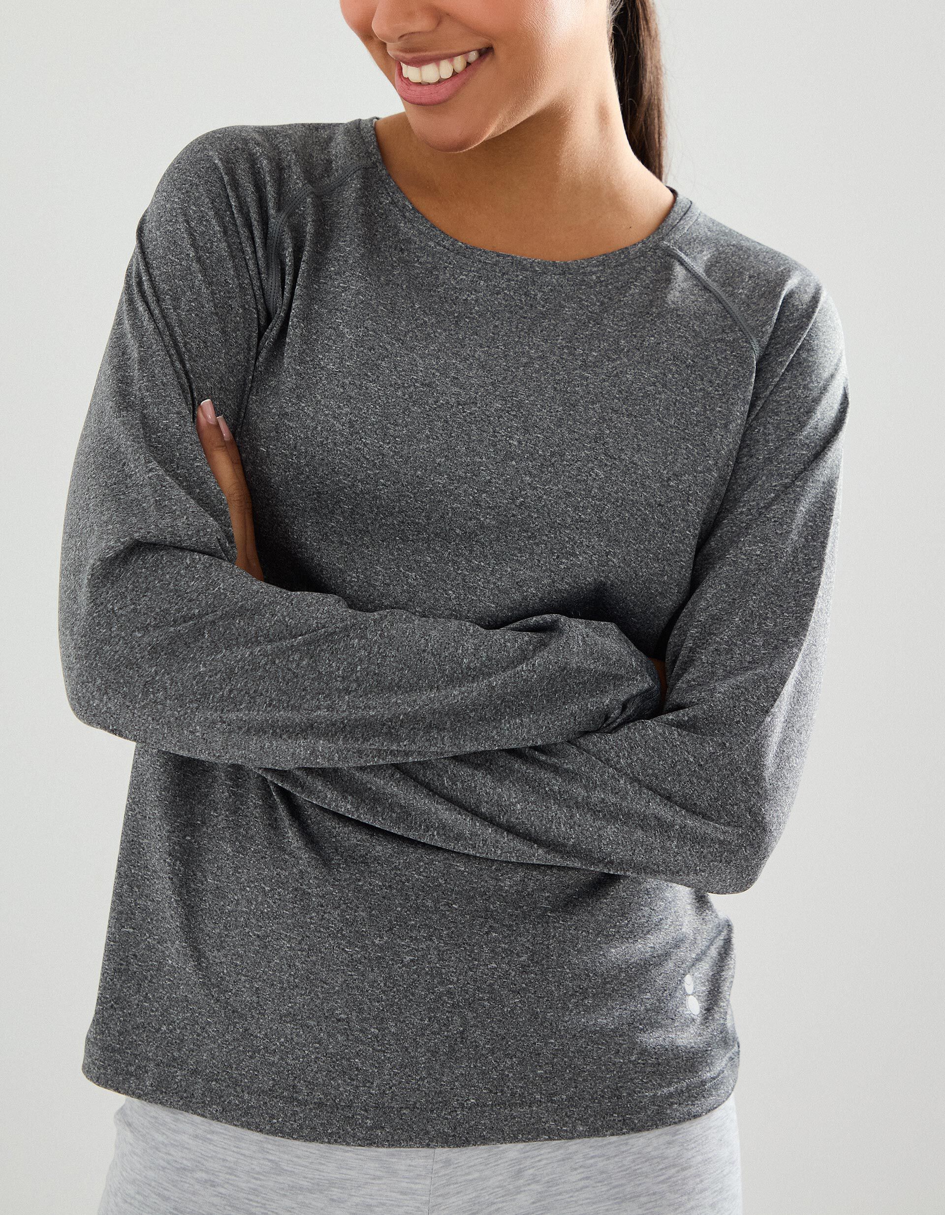 Comprar Online T-shirt de Manga Compida de Desporto, Mulher, Cinzento 